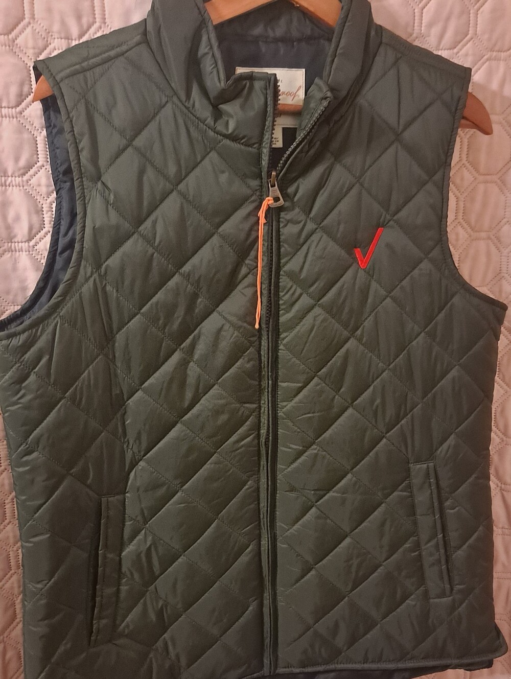 Quilted Sleeveless Vest - Olive Sz L